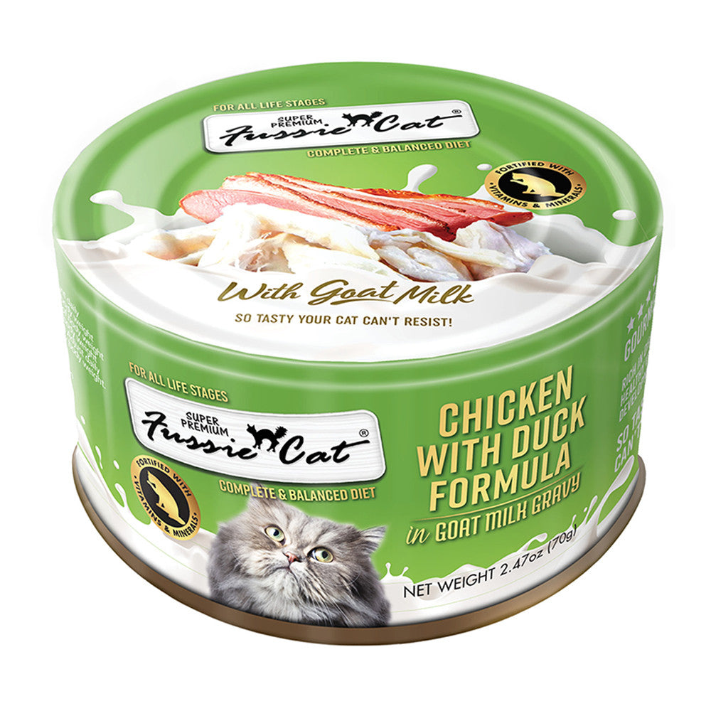 Fussie Cat Chicken w/ Duck Formula in Goat Milk Canned Cat Food