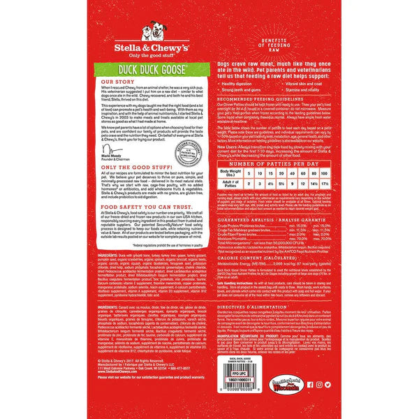 Duck Duck Goose Frozen Raw Dinner Patties for Dogs