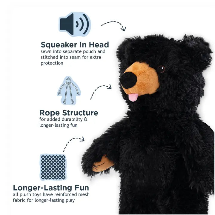 Tall Tails Stuffless Black Bear Squeaker Dog Toy