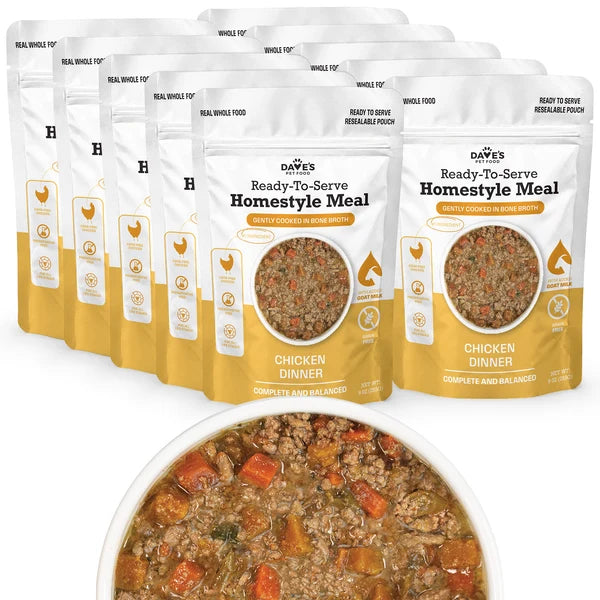 Dave's Grain-Free Goat Milk, Chicken Dinner Pouch Recipe for Dogs - 9 oz Pouches