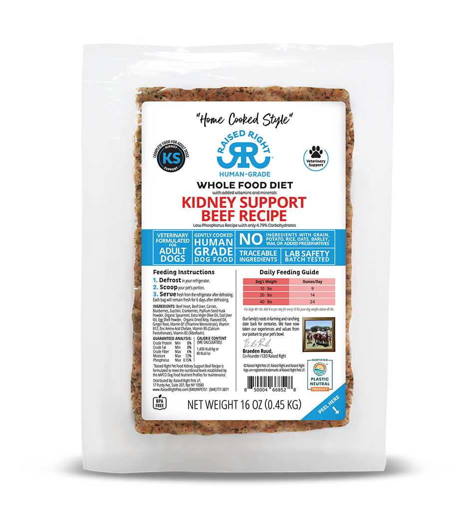 Raised Right Kidney Support Beef Adult Dog Recipe