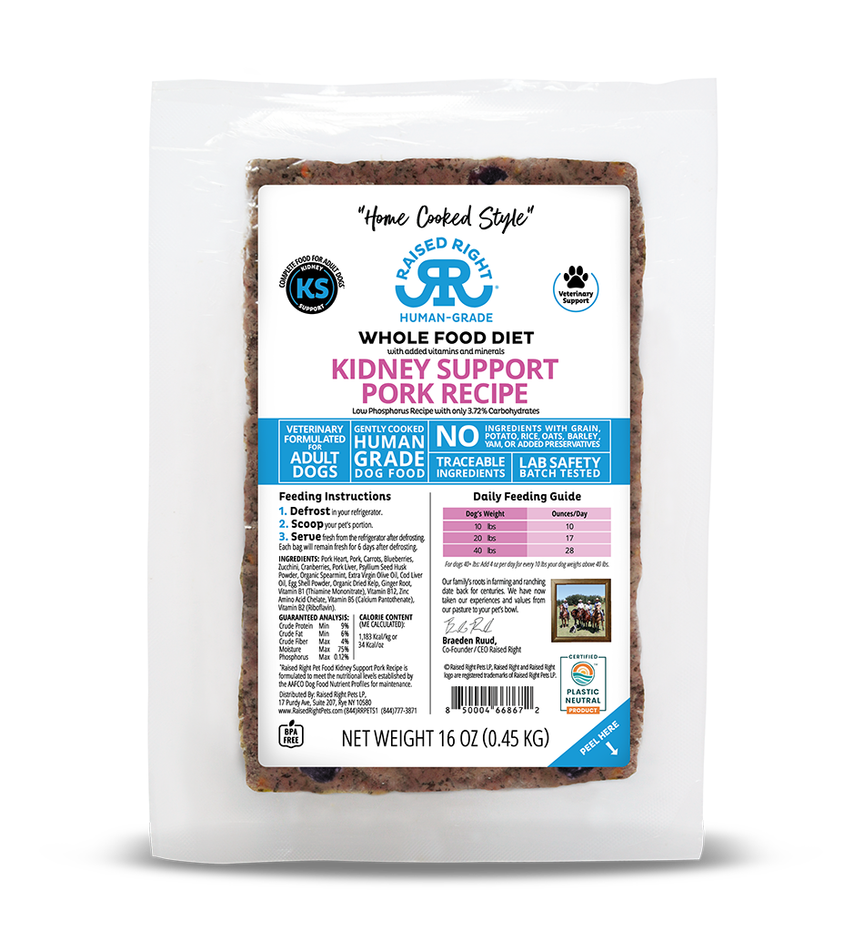 Raised Right Kidney Support Pork Adult Dog Recipe