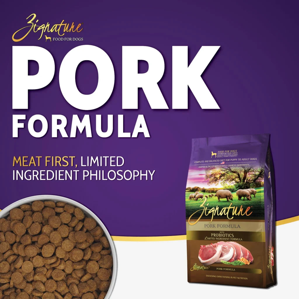 Zignature Dry Dog Food - Grain Free Limited Ingredient with Probiotics - Pork Formula