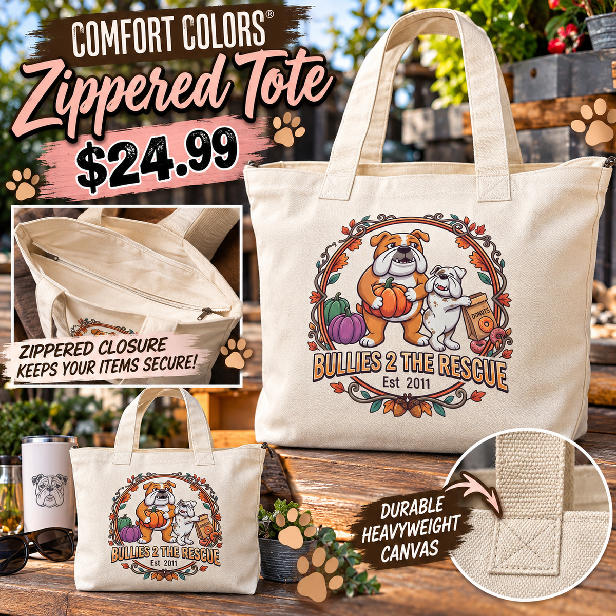 Fall-ing for Something Sweet Zippered Tote Bag