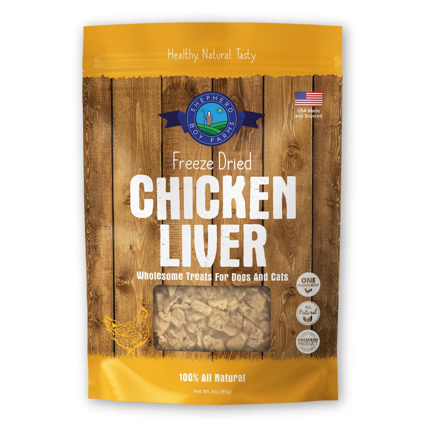 Shepherd Boy Farms Chicken Liver Freeze-Dried Dog & Cat Treats, 3-oz