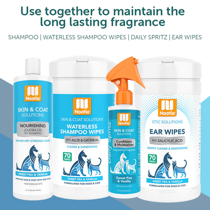 Waterless Shampoo Wipes with Aloe and Oatmeal Sweet Pea & Vanilla