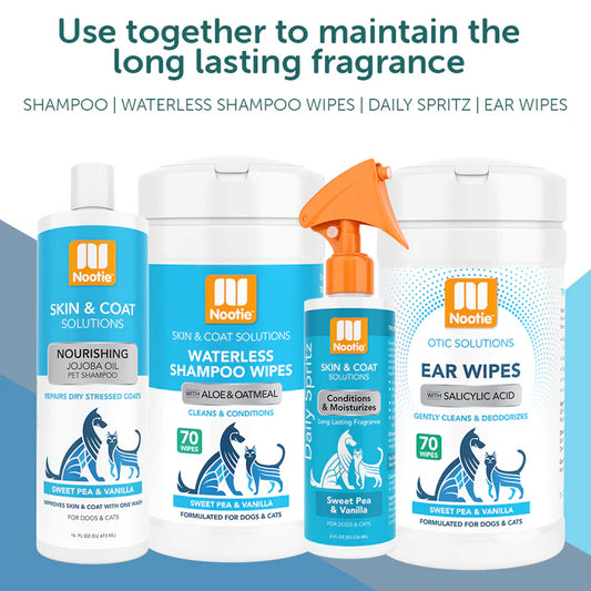 Waterless Shampoo Wipes with Aloe and Oatmeal Sweet Pea & Vanilla