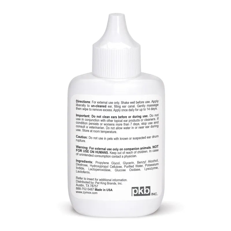 Zymox Dog Health Ear Solution 1.25 oz Bottle No Hydrocortisone