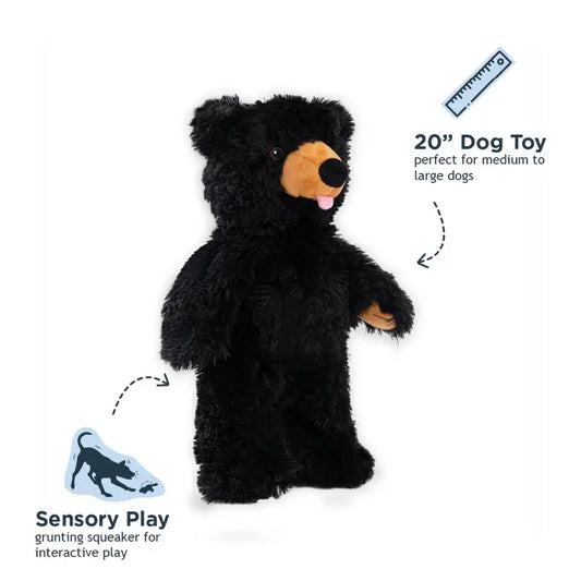 Tall Tails Stuffless Black Bear Squeaker Dog Toy