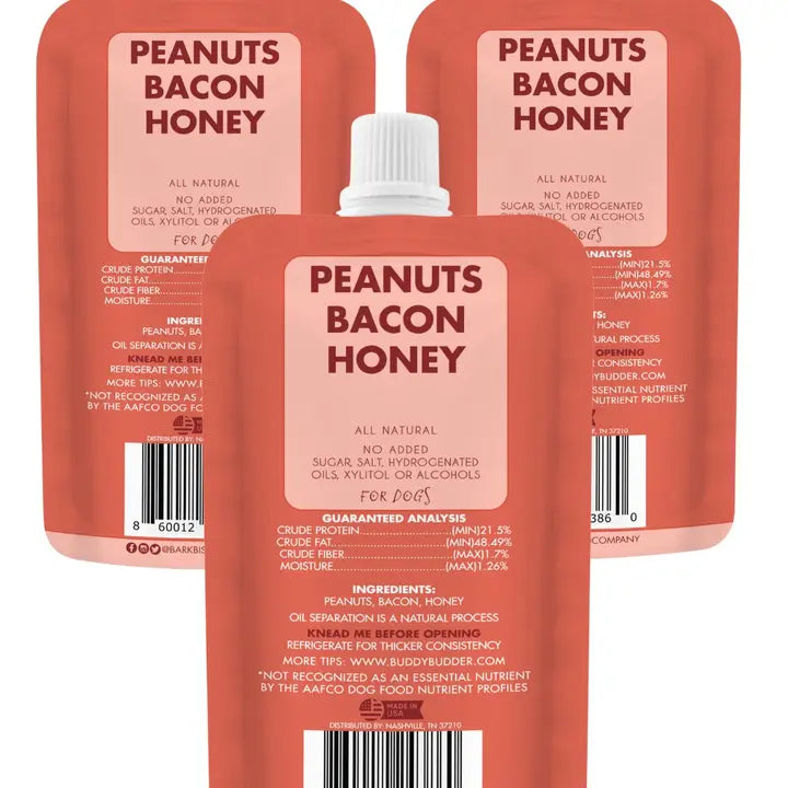 Dog Peanut Butter - 4oz Squeeze Packs Bangin Bacon  Budder