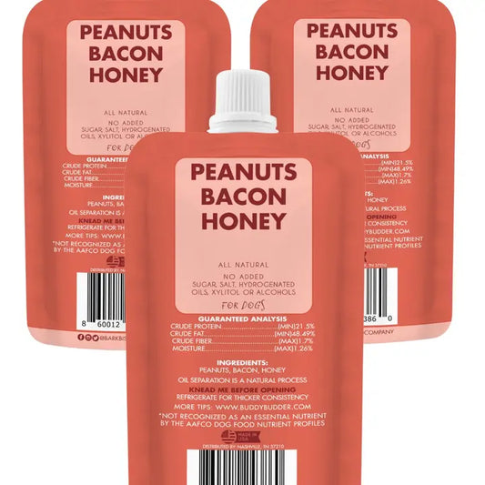Dog Peanut Butter - 4oz Squeeze Packs Bangin Bacon  Budder
