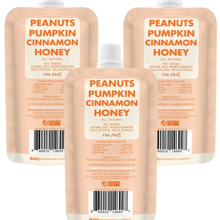 Dog Peanut Butter - 4oz Squeeze Packs Pumpkin Pup Budder