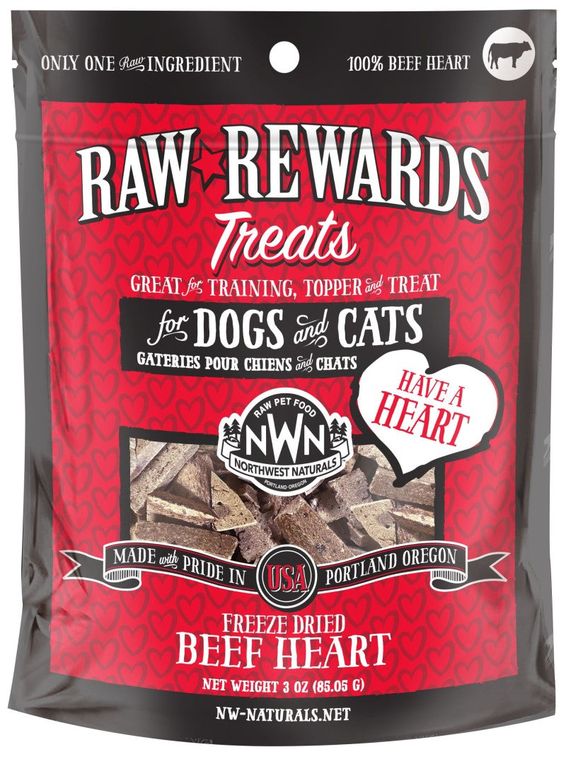 Northwest Naturals Dog Treat FD Raw Rewards Heart Beef 3 oz