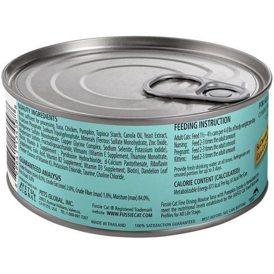 Fussie Cat Fine Dining Mousse Tuna w/ Pumpkin Entrée in Gravy Canned Cat Food