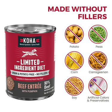 Koha Beef Dog Food: Limited Ingredient Diet Beef Entrée for Dogs