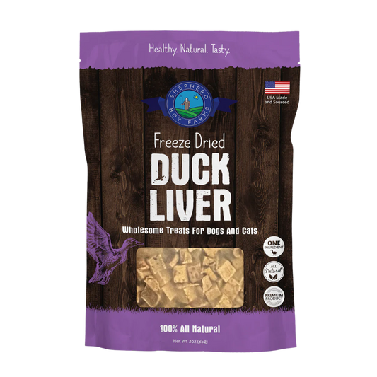 Shepherd Boy Farms Duck Liver Freeze-Dried Dog & Cat Treats, 3-oz