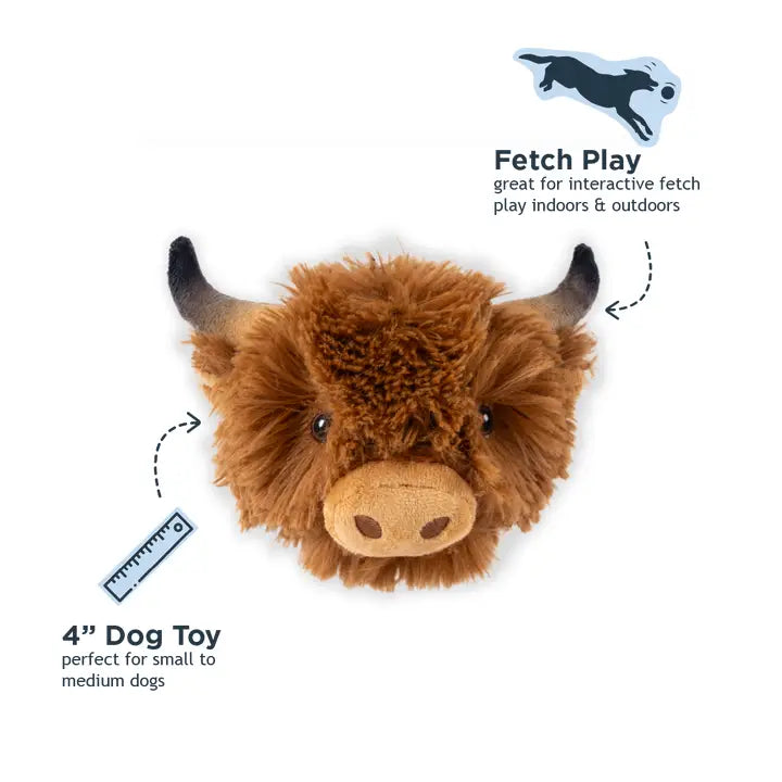 Highland Cow 2-in-1 Fetch Ball Dog Toy