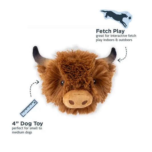 Highland Cow 2-in-1 Fetch Ball Dog Toy