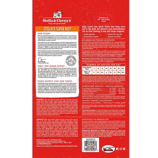 Stella’s Super Beef Frozen Raw Dinner Patties for Dogs