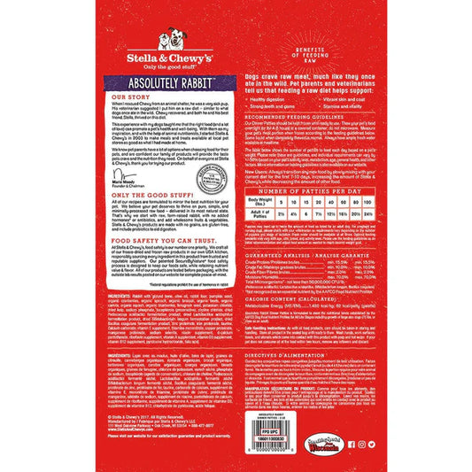 Absolutely Rabbit Frozen Raw Dinner Patties for Dogs