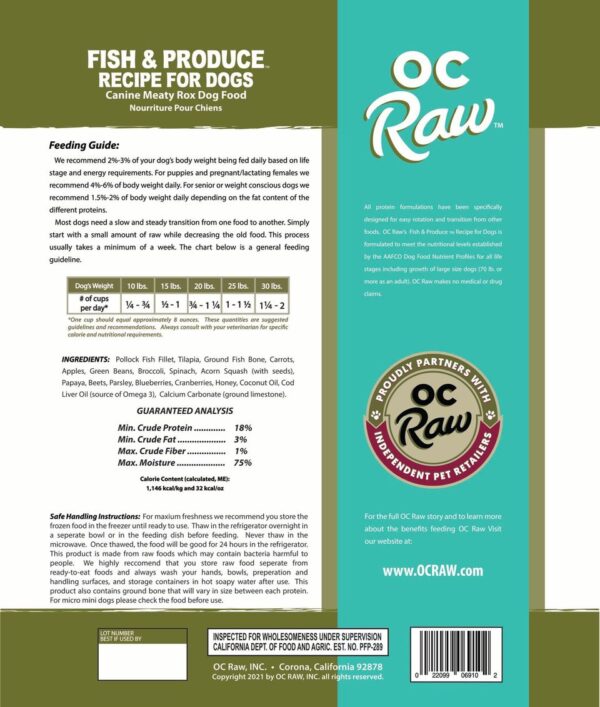 OC Raw OC Raw Dog Frozen Fish & Produce Meaty Rox 3#