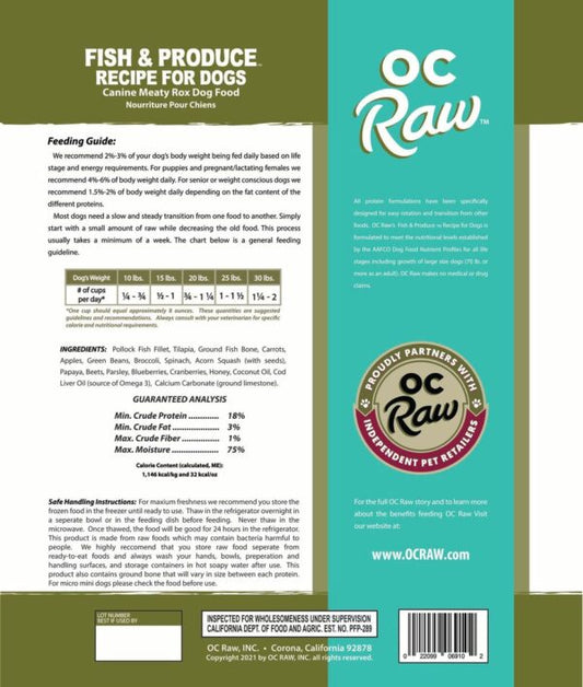 OC Raw OC Raw Dog Frozen Fish & Produce Meaty Rox 3#