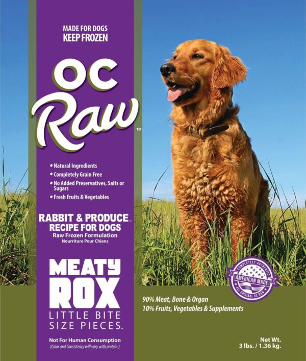 OC Dog Raw RABBIT & PRODUCE ~ 3# Meaty Rox