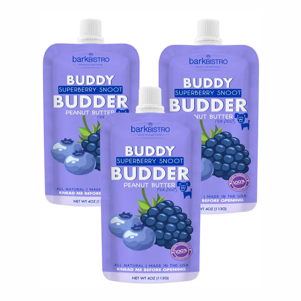 Dog Peanut Butter - 4oz Squeeze Packs Superberry Budder