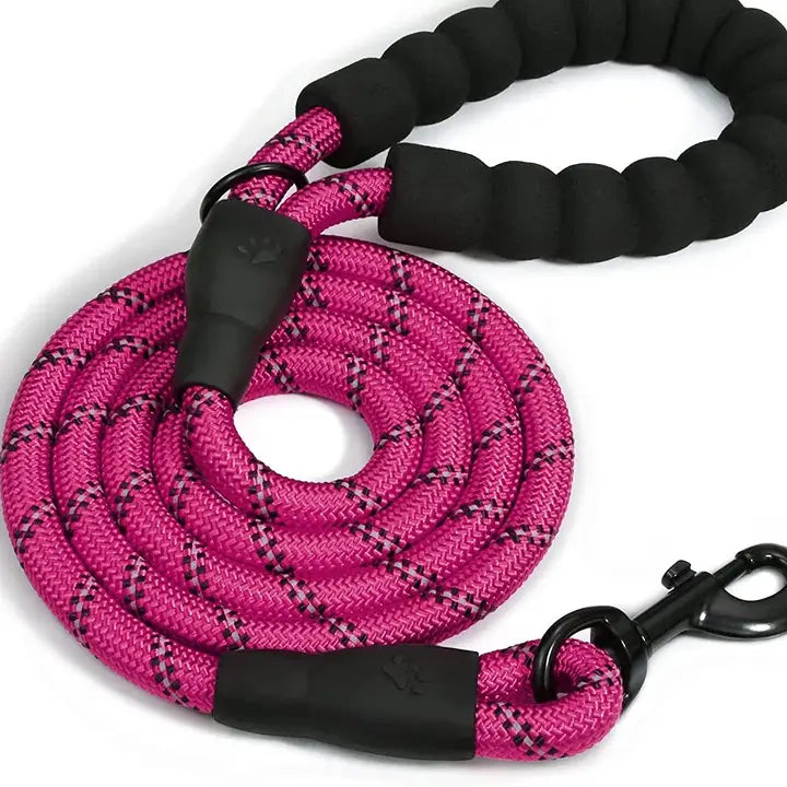 Braided Rope Leash - Hot Pink