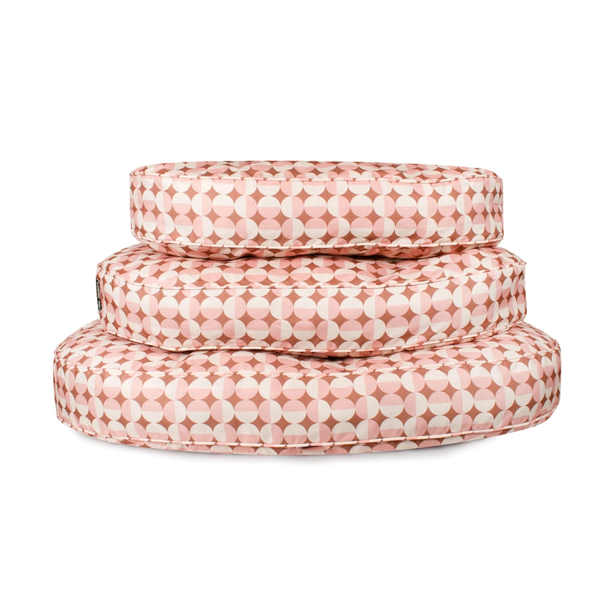 Oval Lounger Geo Modern Dog Bed- Rosy Geo
