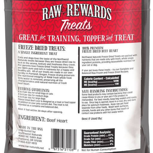 Northwest Naturals Dog Treat FD Raw Rewards Heart Beef 3 oz