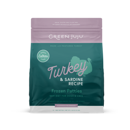 Green Juju Dog Frozen Extras Turkey + Sardine