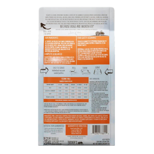 Tucker's Raw Frozen Dog Food Pork, Lamb, & Pumpkin Formula