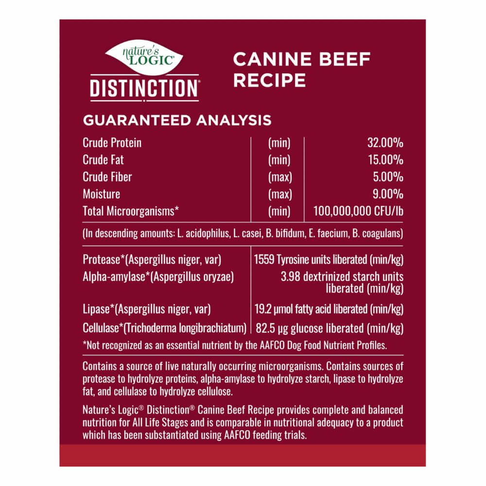 Nature's Logic Distinction Dry Dog Food - Gluten Free with Healthy Grains & Probiotics - Beef Recipe