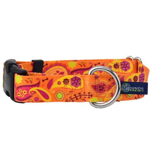 1″ Earthstyle Orange Paisley Dog Collar- Side Release