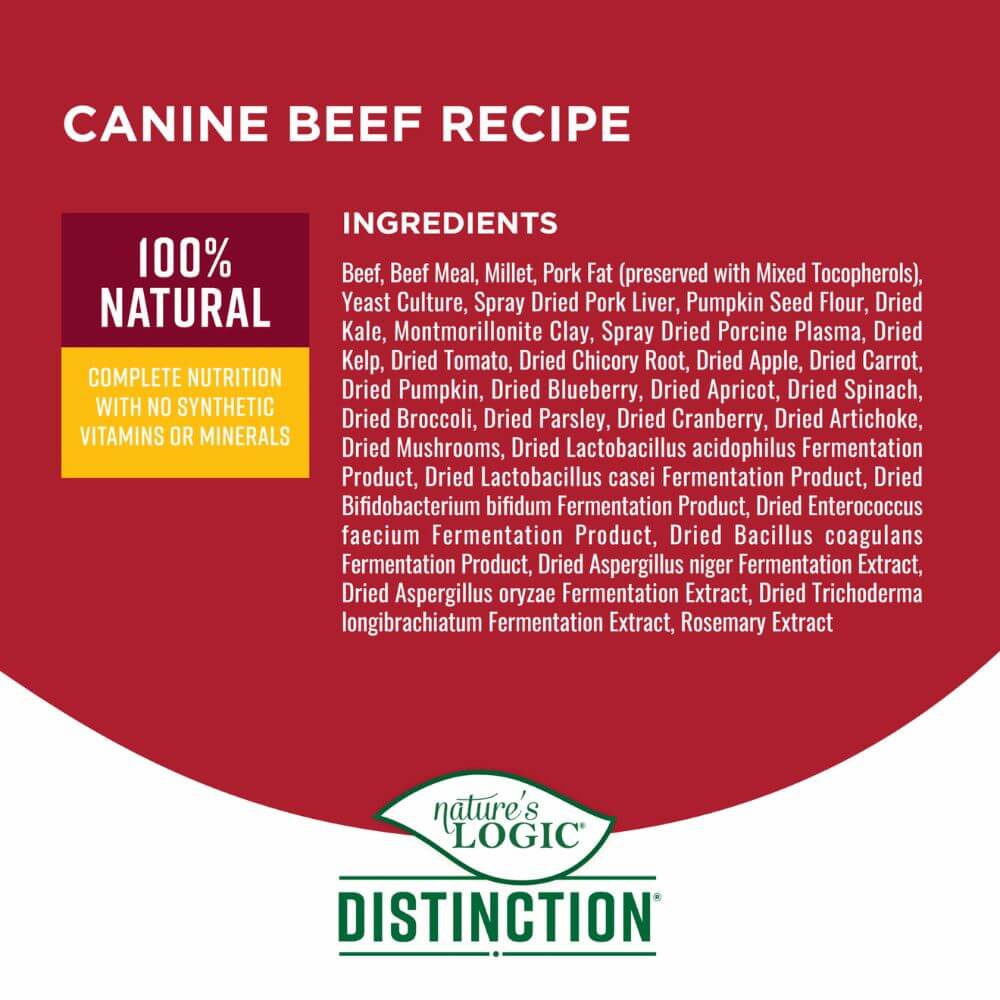 Nature's Logic Distinction Dry Dog Food - Gluten Free with Healthy Grains & Probiotics - Beef Recipe