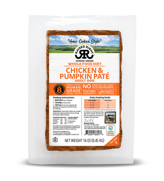 Raised Right Chicken & Pumpkin Paté for Adult Dogs