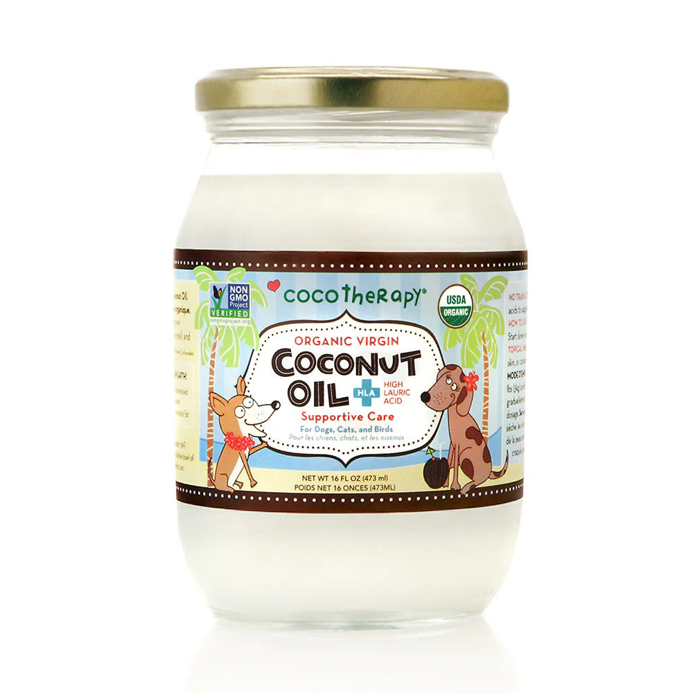 Virgin Coconut Oil (16oz) - USDA Certified Organic Coconut Oil for dogs, cats, & birds