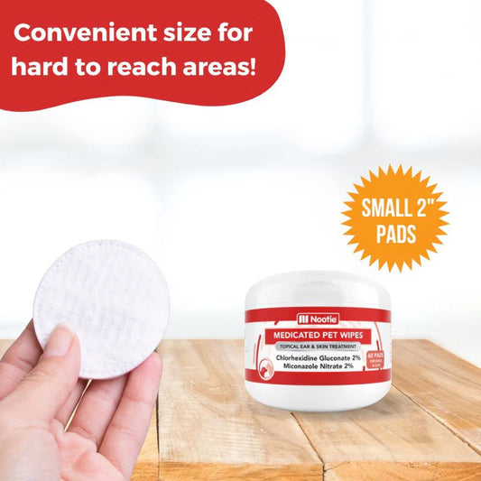 Medicated Pet Wipes- 60 Pads - Antifungal & Antibacterial