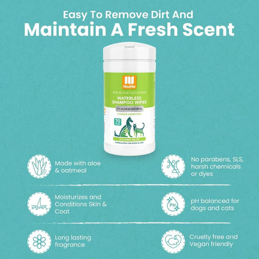 Waterless Shampoo Wipes with Aloe and Oatmeal Cucumber Melon