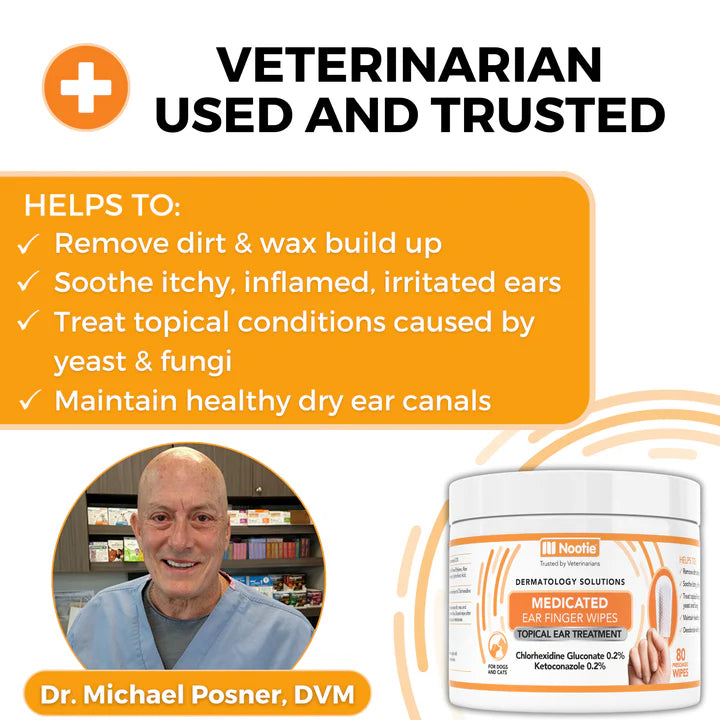 Medicated Ear Finger Wipes for Dogs and Cats-Topical Ear Treatment