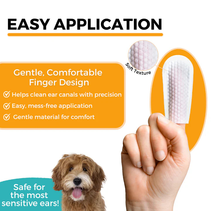 Medicated Ear Finger Wipes for Dogs and Cats-Topical Ear Treatment