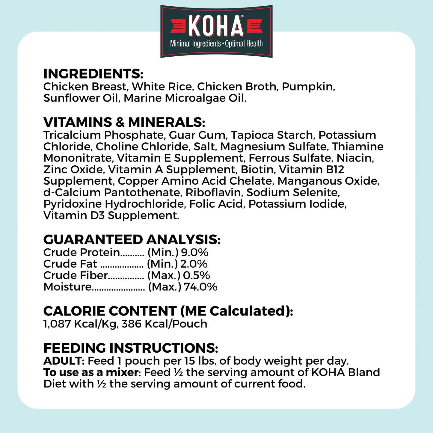 Koha Limited Ingredient Wet Bland Diet Chicken & White Rice Recipe for Dogs