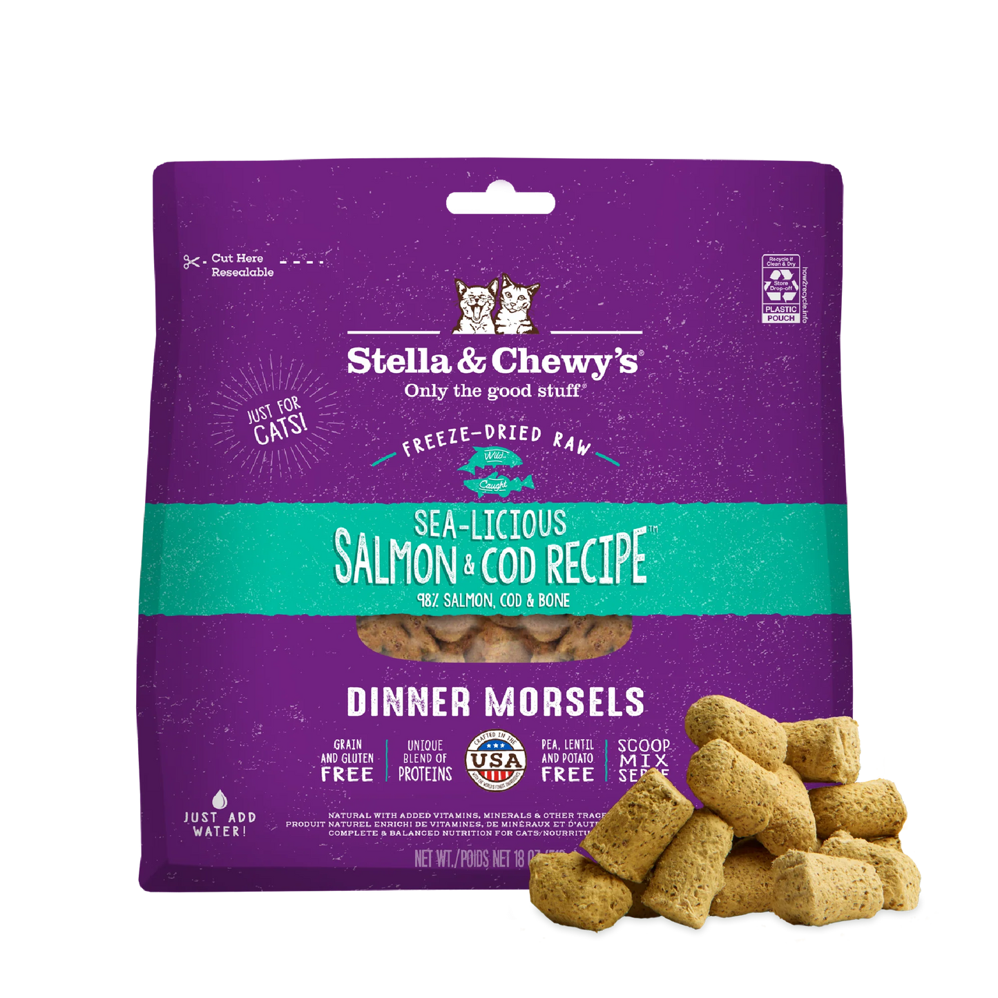 Sea-Licious Salmon & Cod Freeze-Dried Raw Dinner Morsels for Cats