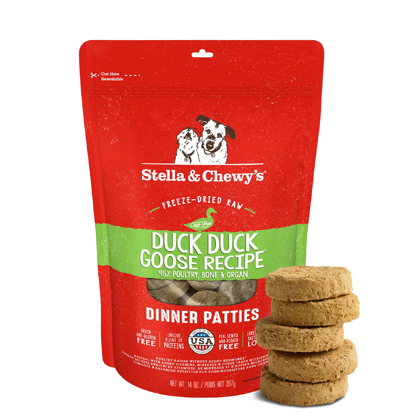 Duck Duck Goose Freeze-Dried Raw Dinner Patties for Dogs