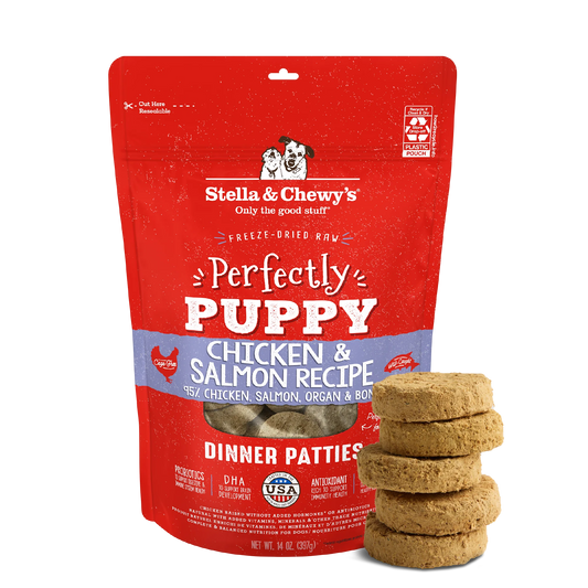 Perfectly Puppy Chicken & Salmon Freeze-Dried Raw Dinner Patties for Dogs