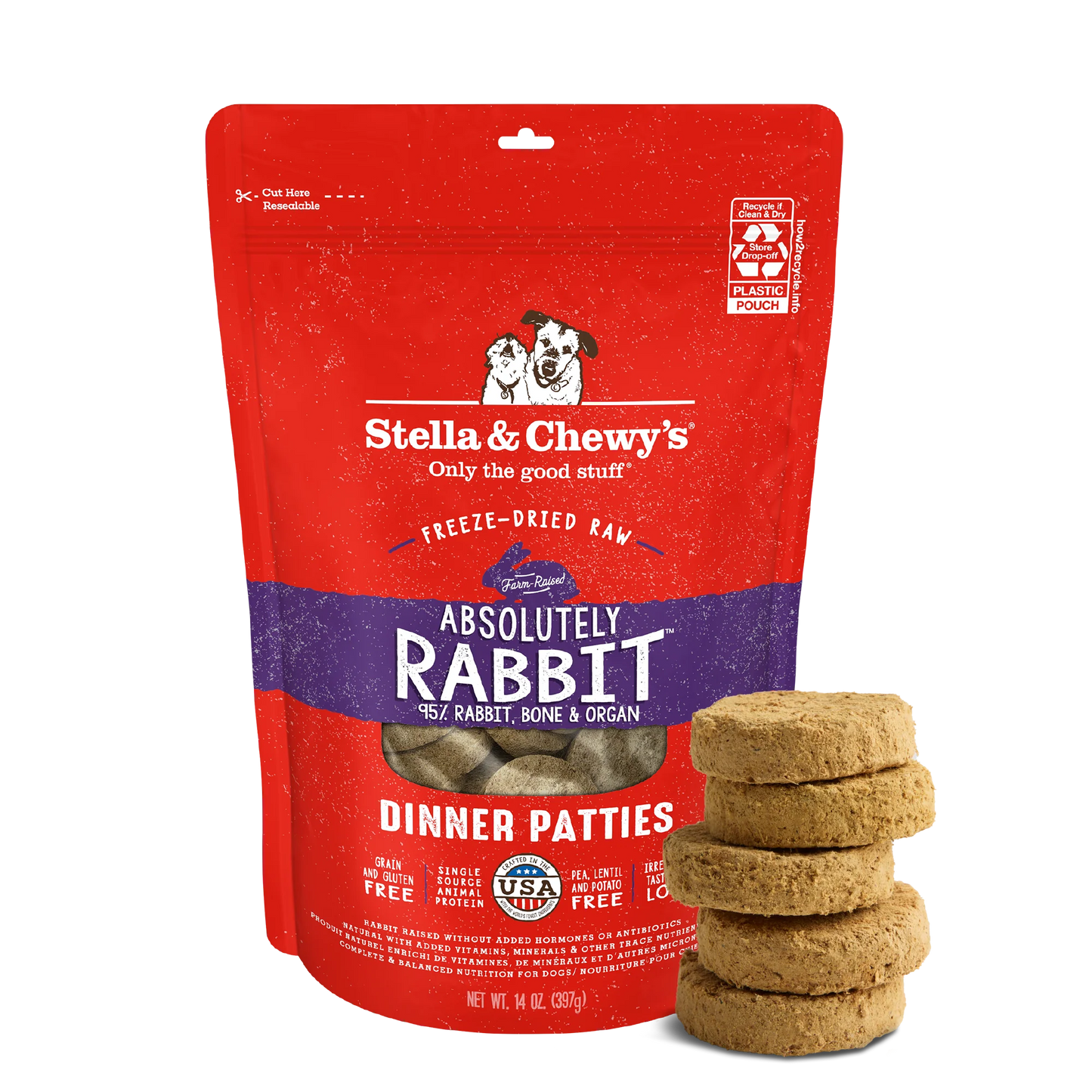 Absolutely Rabbit Freeze-Dried Raw Dinner Patties for Dogs