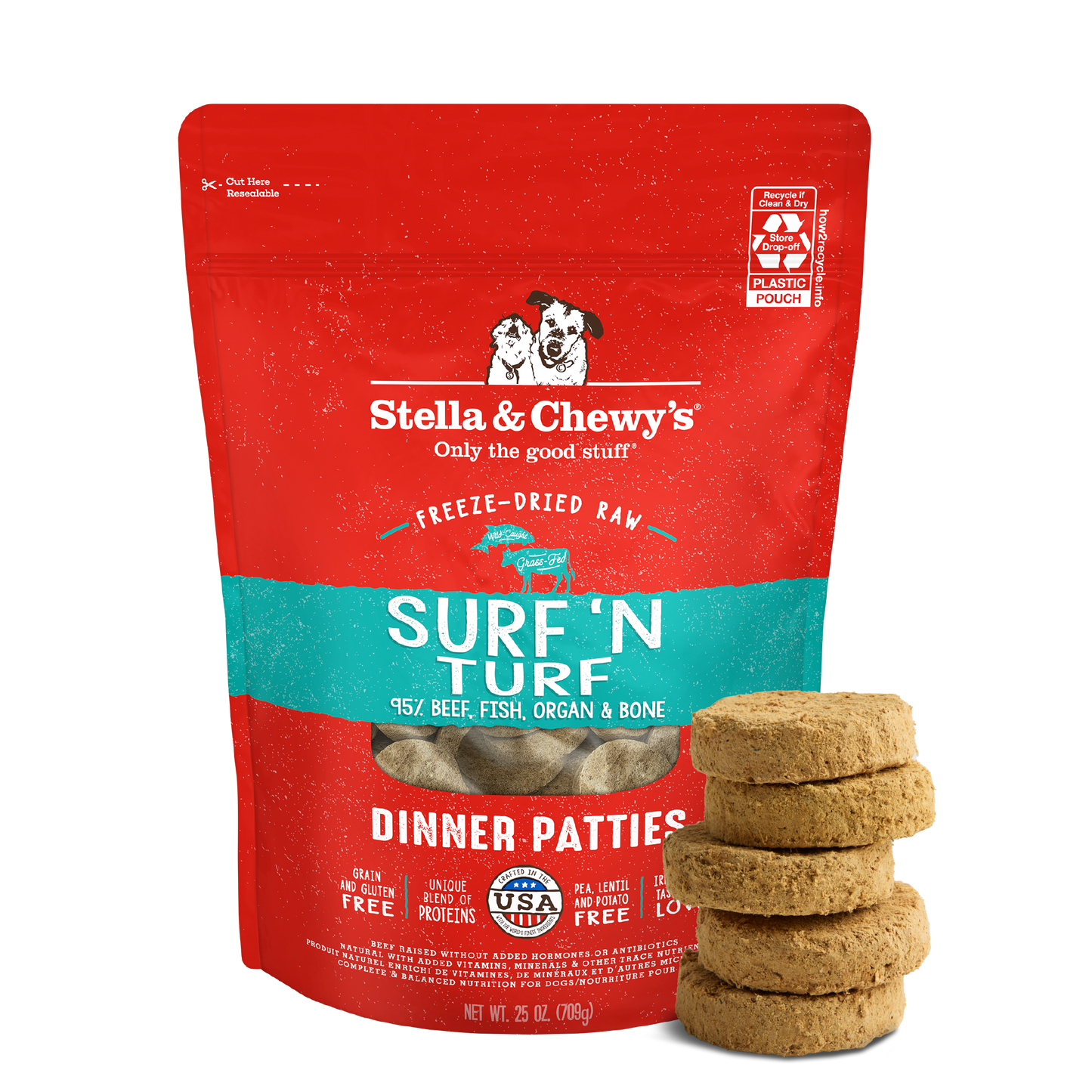 Surf ‘N Turf Freeze-Dried Raw Dinner Patties for Dogs