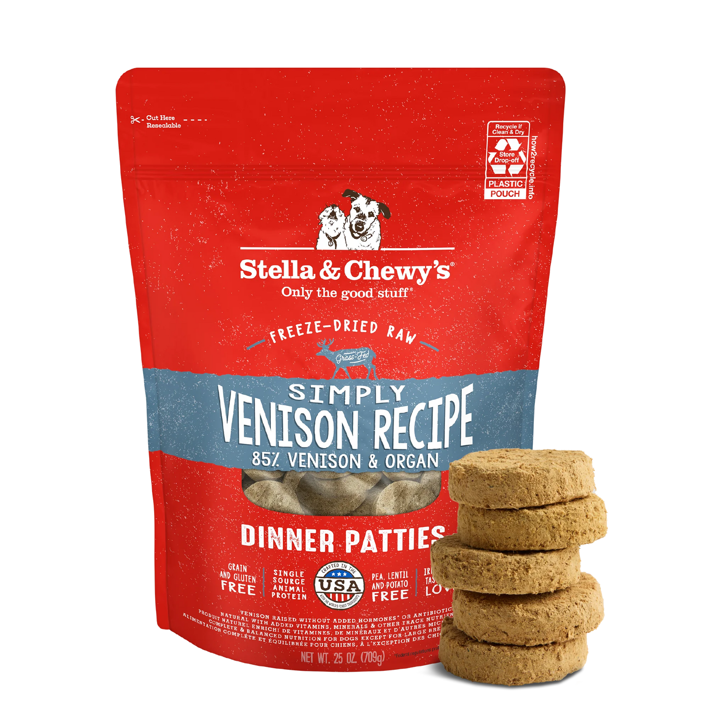 Simply Venison Freeze-Dried Raw Dinner Patties for Dogs