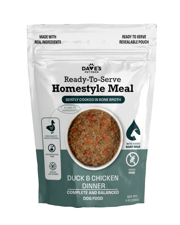 Dave's Grain-Free Goat Milk, Duck & Chicken Pouch Recipe for Dogs - 9 oz Pouches